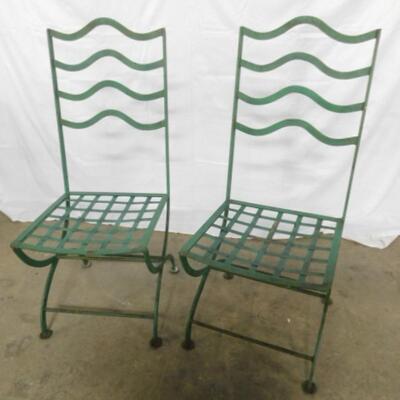 Pair of Vintage Wrought Iron Garden or Patio Chairs Choice B