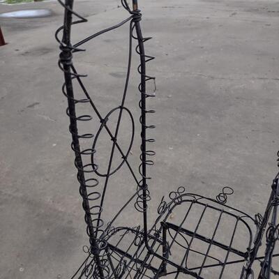 Antique Wrought Metal and Wire Garden Cart on Castors
