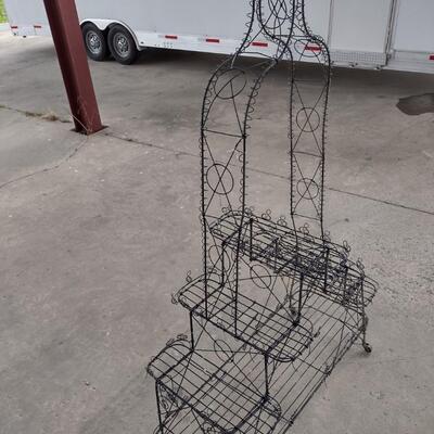 Antique Wrought Metal and Wire Garden Cart on Castors