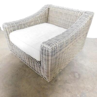 Restoration Hardware Composite Oversize Wicker Patio or Deck Chair with Cushion Choice A
