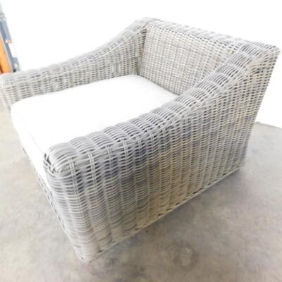 Restoration Hardware Composite Oversize Wicker Patio or Deck Chair with Cushion Choice A
