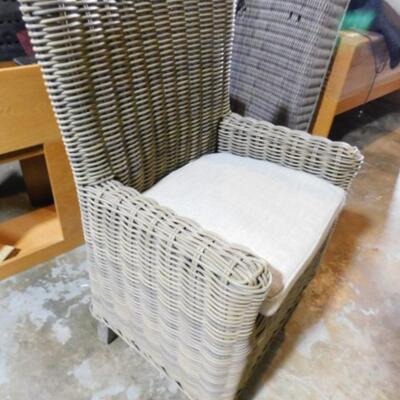Set of Two Restoration Hardware Composite Wicker Patio or Deck Chairs with Cushion Choice A