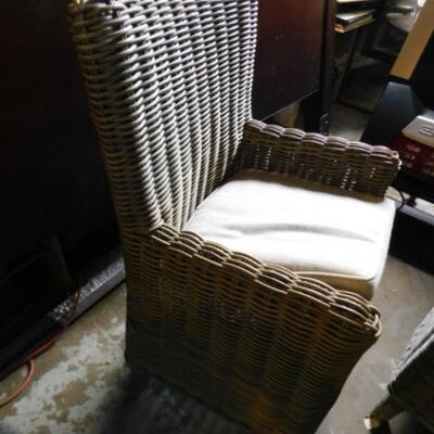Set of Two Restoration Hardware Composite Wicker Patio or Deck Chairs with Cushion Choice C