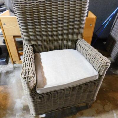 Set of Two Restoration Hardware Composite Wicker Patio or Deck Chairs with Cushion Choice C