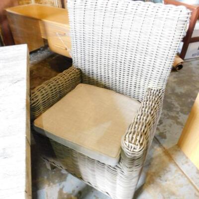Set of Two Restoration Hardware Composite Wicker Patio or Deck Chairs with Cushion Choice C