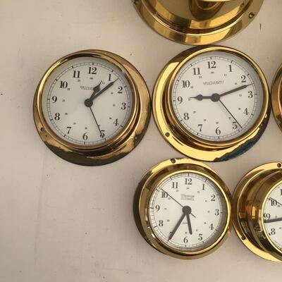 286 Weems & Plath Brass Nautical Clocks & Trident Brass Nautical Clocks & Barometers, etc.
