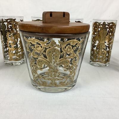 911 Mid Century Georges Briard 22k Gold Glass Set