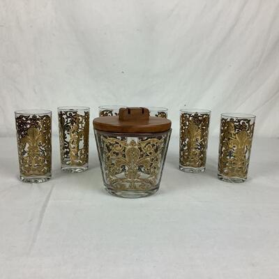 911 Mid Century Georges Briard 22k Gold Glass Set