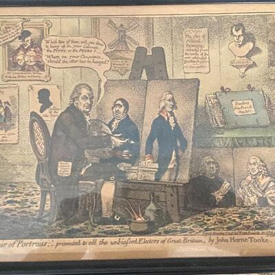 Antique British Political Satire / Cartoons  ~ Four framed Lithographs