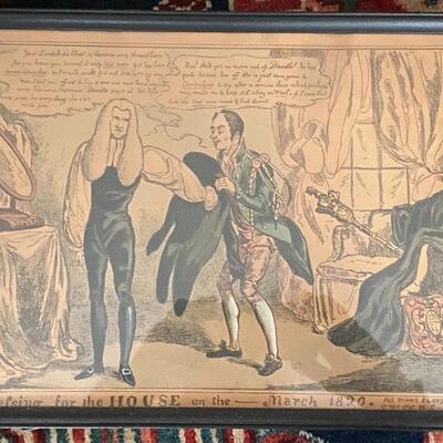 Antique British Political Satire / Cartoons  ~ Four framed Lithographs