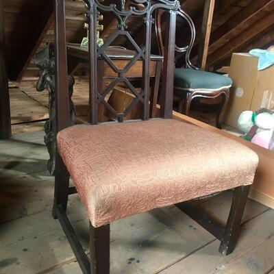18th Century Chippendale Straight Back Mahogany Chair