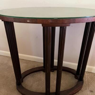 Wooden Table w/ Glass Top
