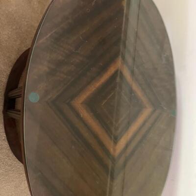 Wooden Table w/ Glass Top