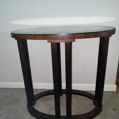 Wooden Table w/ Glass Top