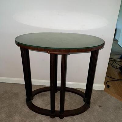 Wooden Table w/ Glass Top