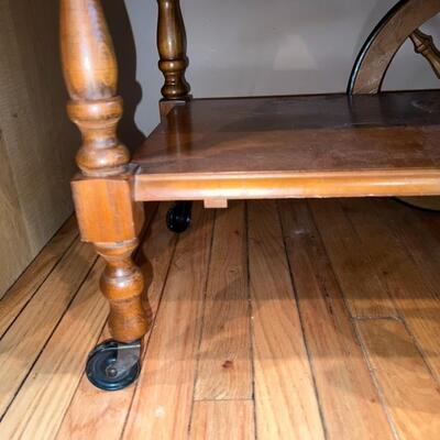 Wooden Table on Roller Wheels Side Extensions