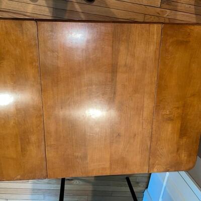 Wooden Table on Roller Wheels Side Extensions