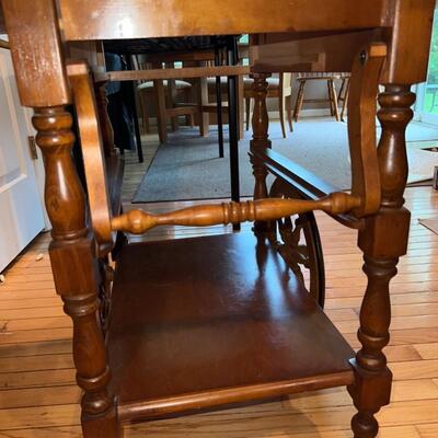 Wooden Table on Roller Wheels Side Extensions