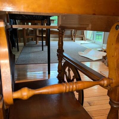 Wooden Table on Roller Wheels Side Extensions