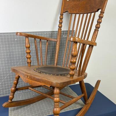 Victorian Rocking Chair, Press Back Oak 