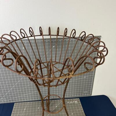 Wrought Iron Plant Stand, RUSTIC