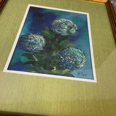 Framed and Matted Turner Print Titled: Mums Blue 