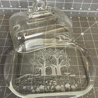Patterned Tree Butter Dish 