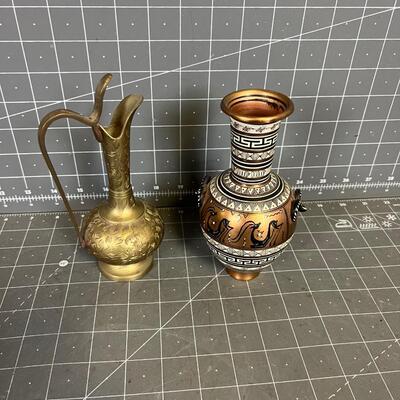 (2) Copper and Brass Vases 