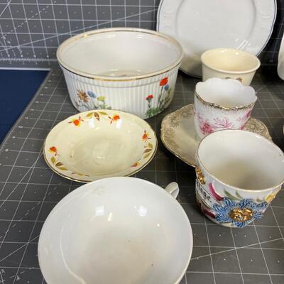 Porcelain Ceramic Lot Mixed; Plates, Bowls, Cups, Dishes etc. 