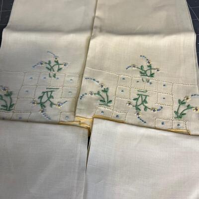 8 Hand Embroidered Napkins, Antique 