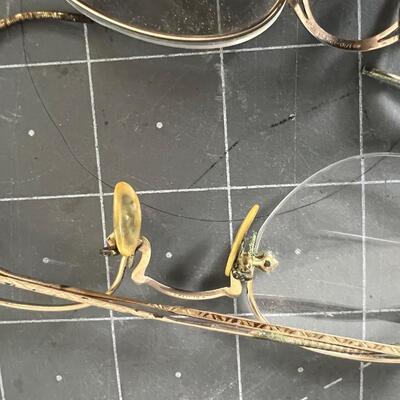 2 pair Antique Wire Rimmed Glasses, Gold Filled