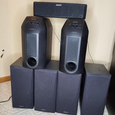 SONY SURROUND SOUND 7 PC SET W/ ACTIVE SUPER WOOFERS
