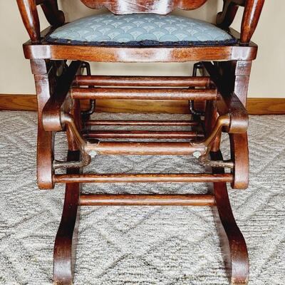 AMAZING ANTIQUE WOODEN ROCKER/ GLIDER