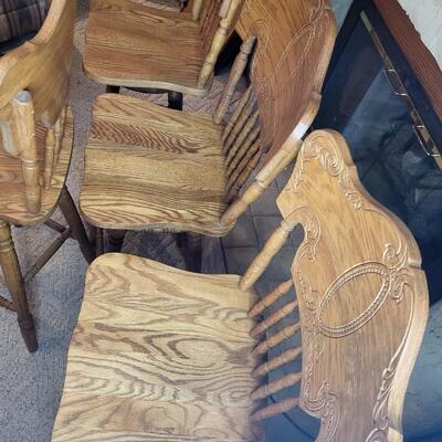 BEAUTIFUL CARVED WOOD SWIVEL BAR STOOLS 4pc