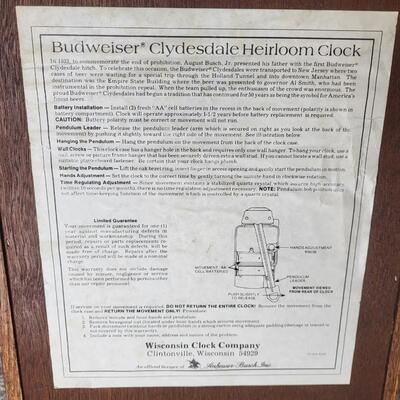 BUDWEISER CLYDESDALE 50TH ANNIVERSARY NUMBERED WALL CLOCK (1211)
