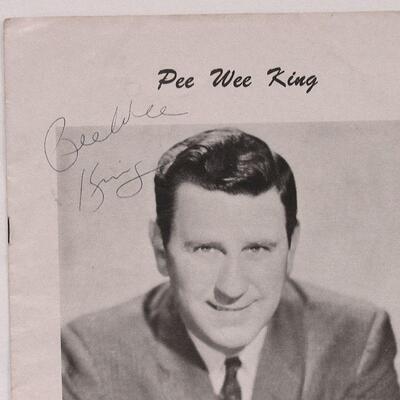 Vintage Pee Wee King Autographed Program With Additional Autographs on Back