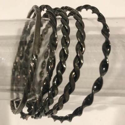 5 Sterling Bangles  ~ 1970s ~ Over 60 Grams