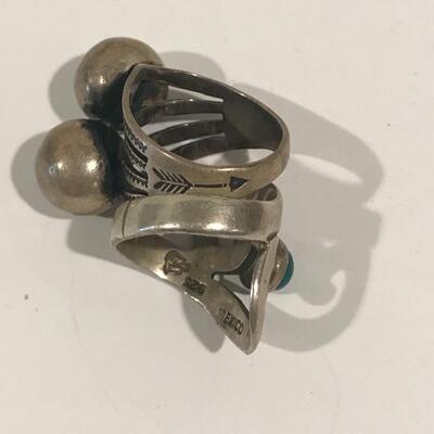 Mixed Sterling Lot  ~ Denmark Pin & Pin Part & 3 Pairs Earrings and 2 Sterling Rings ~ Size 7