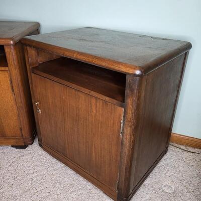 2 SOLID WOOD SIDE CABINET W/ KEY