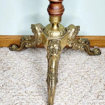 BEAUTIFUL WOOD & BRASS COAT/ HAT RACK