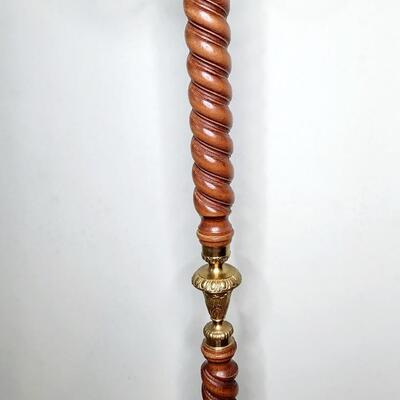 BEAUTIFUL WOOD & BRASS COAT/ HAT RACK