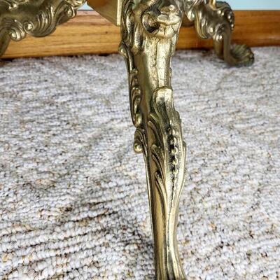 BEAUTIFUL WOOD & BRASS COAT/ HAT RACK