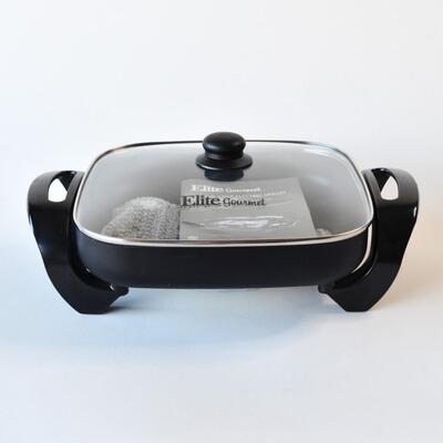 Elite Gourmet Electric Skillet - 12" Non-Stick with Glass Lid