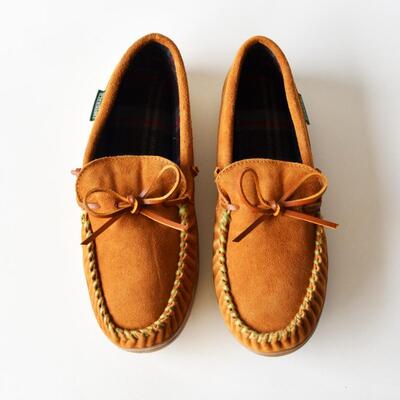 Fireside Moccasins - Mens Slippers Size 10 - Brown Leather Uppers