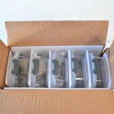 Mcirco Glass Meal Prep Containers - Divided - 36 ozs. - Set of 5 - NEW in Box