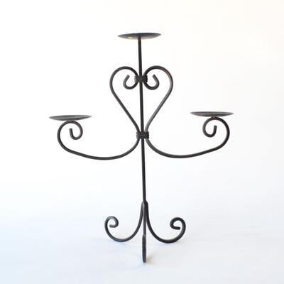 Metal Candle Stand For 3 Pillar Candles - Heart Design Home Decor