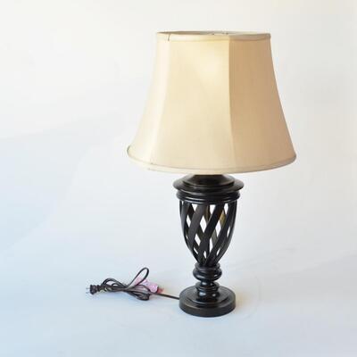 Table Lamp Dark Brown Jar Twist Base with Tan Shade