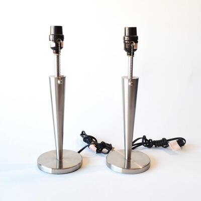 Urban Outfitters Silver Metal Table Lamps - Set of 2 - No Shades