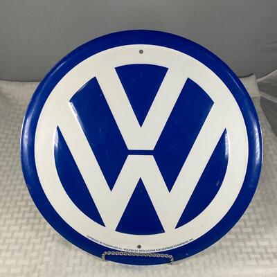 Round Blue and White Metal VW Volkswagen Wall Hanging Sign