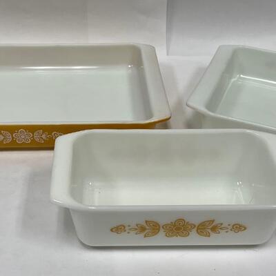Vintage Pyrex Casserole Baking Dishes Butterfly Gold 3 Piece Set